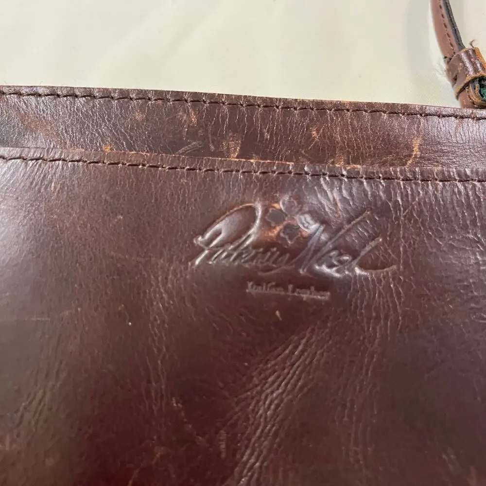 Patricia Nash Brown Genuine Leather Sheepskin Fur Wristlet Pouch Rustic